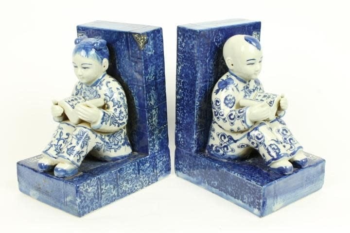 Chinese Children Ceramic Book Ends