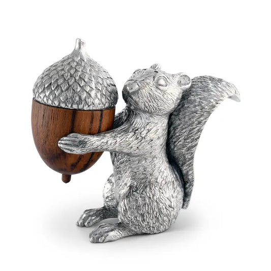 Salt and Pepper Squirrel and Wood Acorn Set