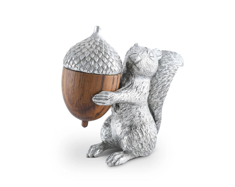 Salt and Pepper Squirrel and Wood Acorn Set