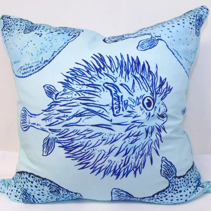 Puffer Fish Throw Pillow