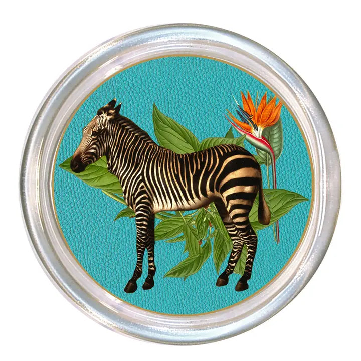 Zebra Coasters Glass Set of 4