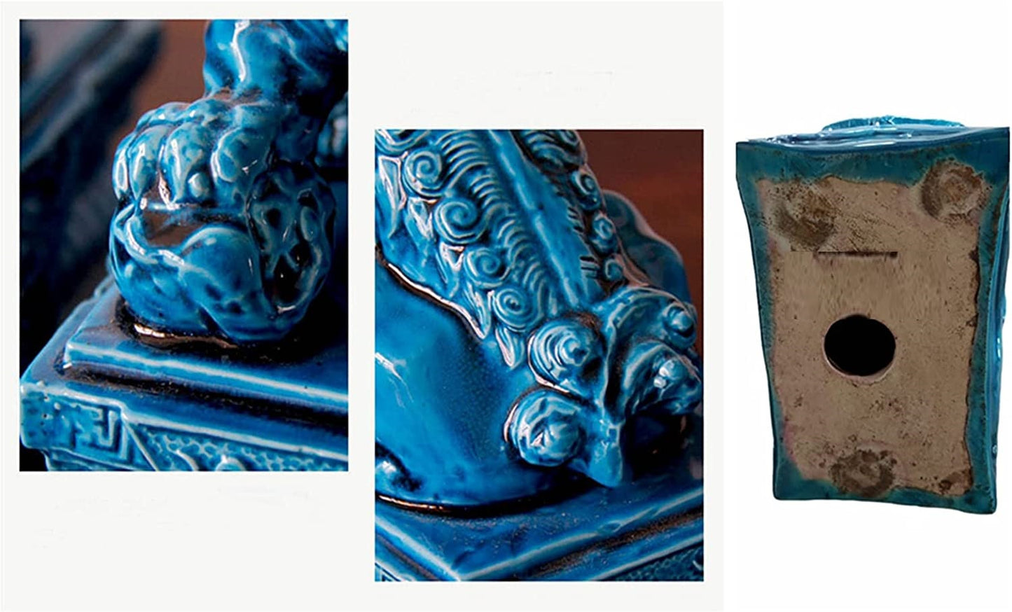 Feng Shui Foo Dog Lions Set of Two in Bright Blue