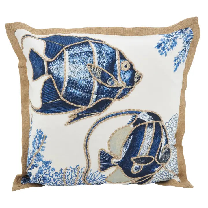 Tropical Fish Printed Square Throw Pillow 20"