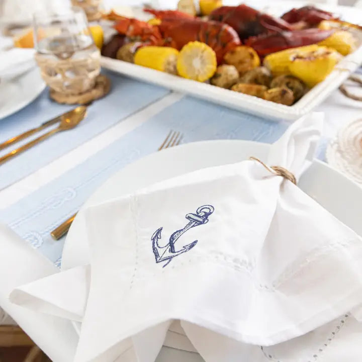 Anchor Napkins Hand Embroidered Set of 6