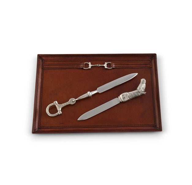 Equestrian Horse Bit Leather Catch All Tray