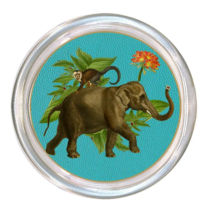 Elephant Coasters Glass Set of 4