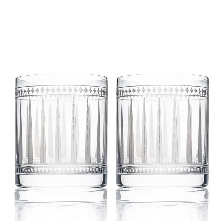 Marrakech Etched Drink Rocks Glass Set of 2