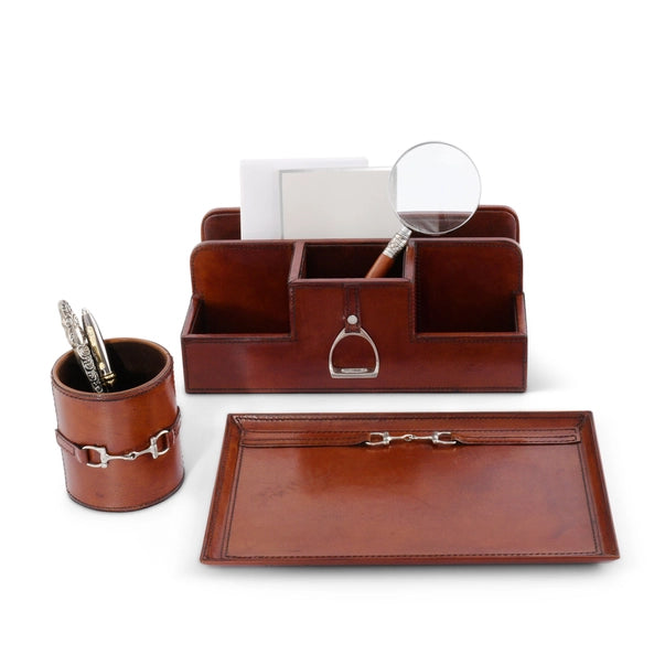 Equestrian Horse Bit Leather Catch All Tray