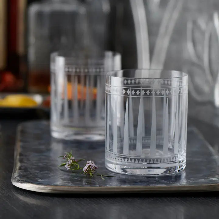 Marrakech Etched Drink Rocks Glass Set of 2