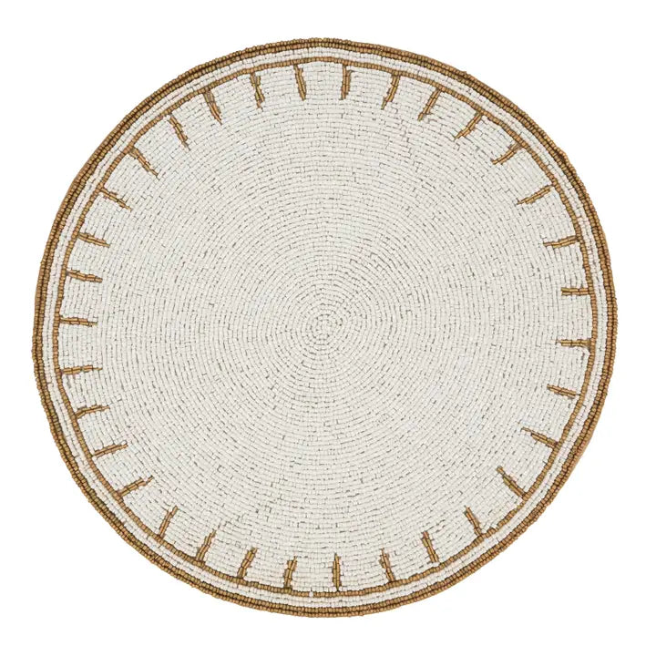 Beaded round Placemat in Ivory Set of 4