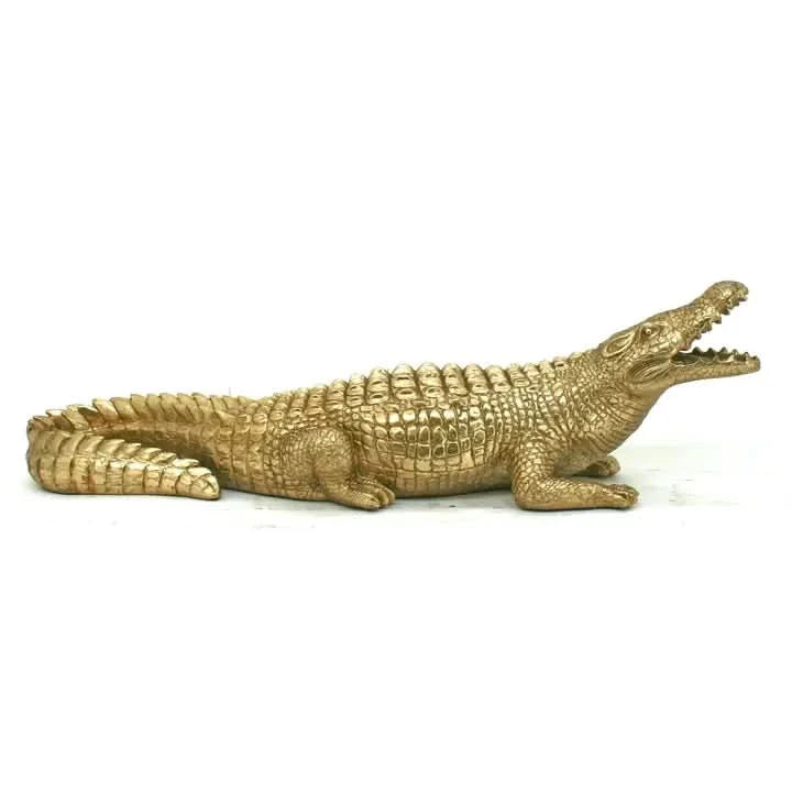 Gold Crocodile Sculpture