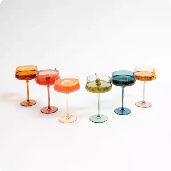 Multicolor Champagne Coupes Set of 6