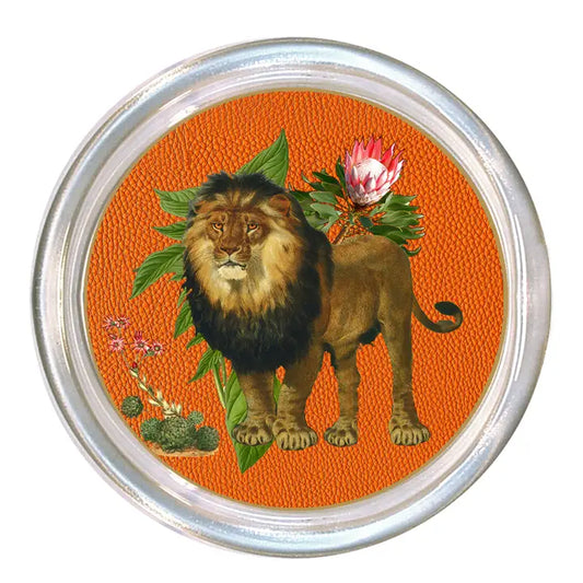 Lion Coasters Glass Set of 4