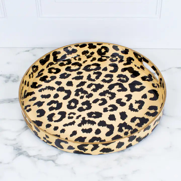 Leopard Print Round Tray