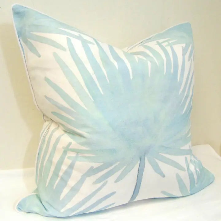 Aqua Palm Frond Throw Pillow