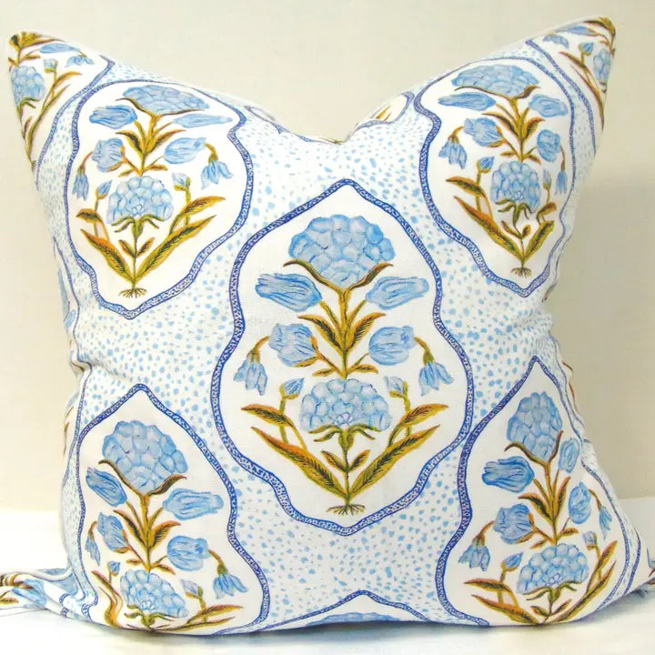 Blue Poppy Flower Throw Pillow