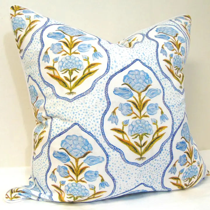 Blue Poppy Flower Throw Pillow