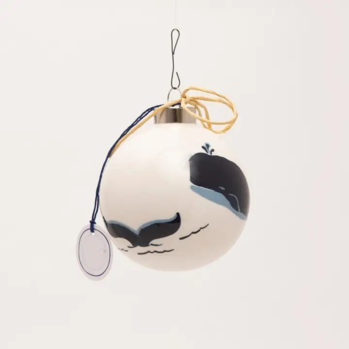 Hand Painted Blue Whale Ornament