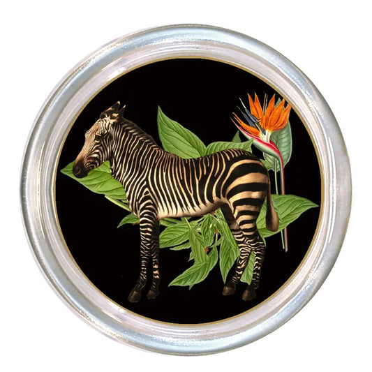 Zebra Coasters Glass Set of 4