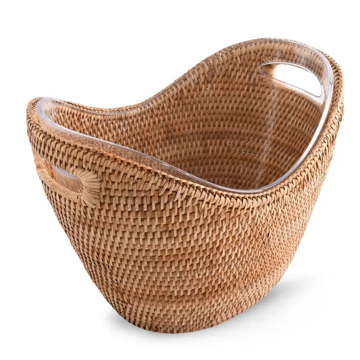 Woven Rattan Nautical Ice Bucket with Anchor