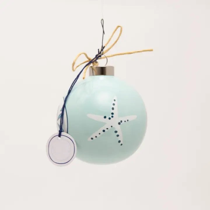 Hand Painted Aqua Starfish Ornament