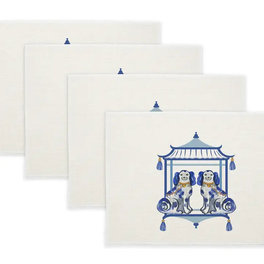 Linen Place Mats Chinoiserie Chic Dog