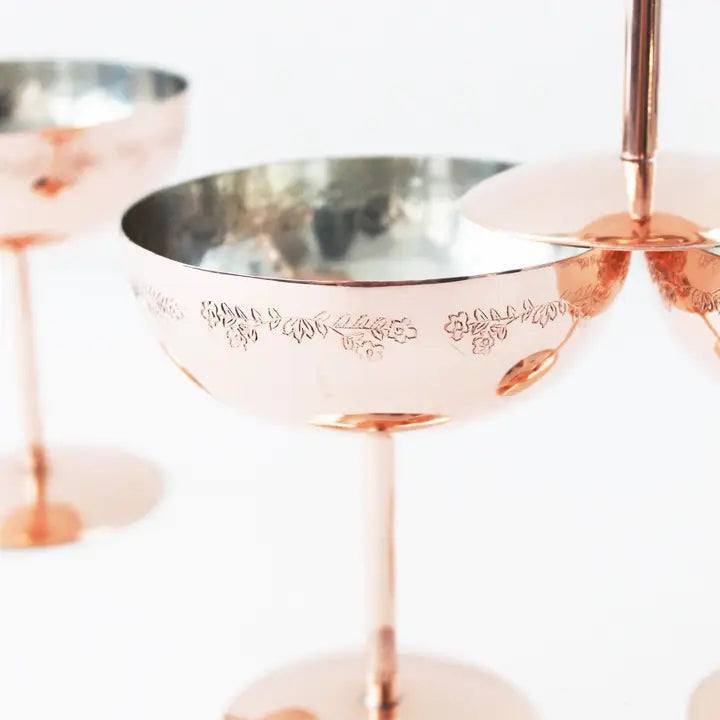 Vintage Copper Inspired Champagne Coupes Set of 4