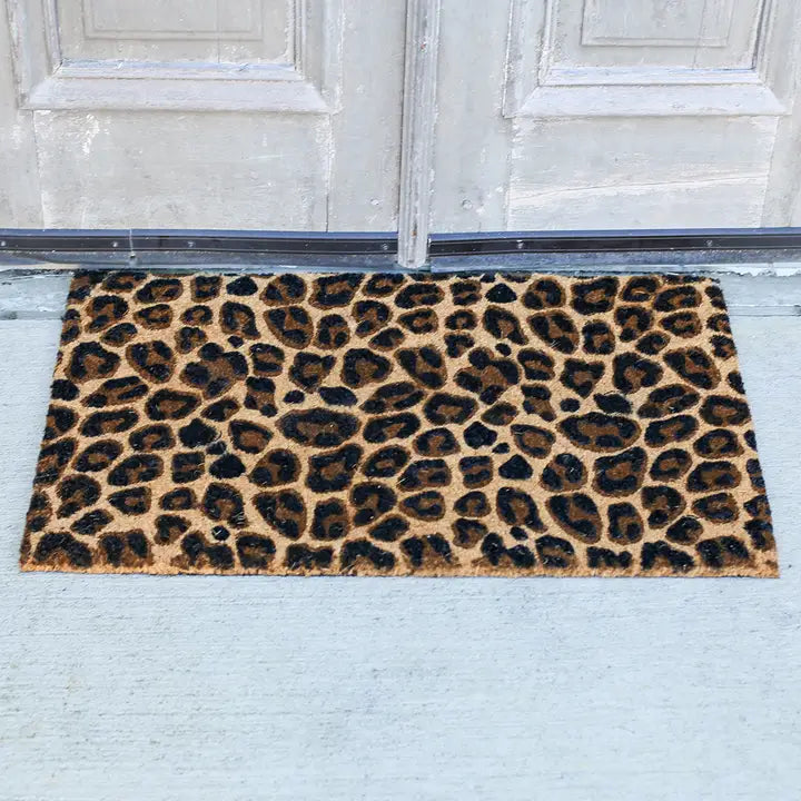 Leopard Print Coir Doormat Small