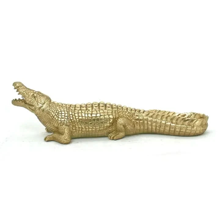 Gold Crocodile Sculpture