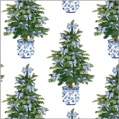 Gift Wrap Sheets Blue Bows Christmas Tree