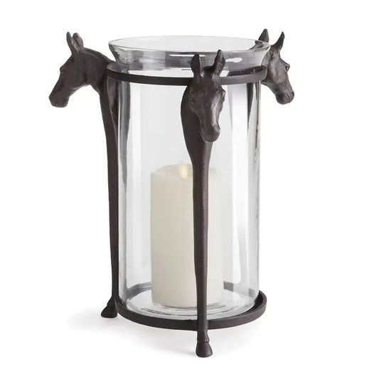 Equestrian Luxury Glass Hurricane Lantern