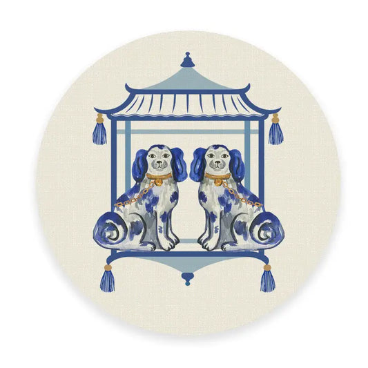 Linen Place Mats Chinoiserie Chic Dog Round