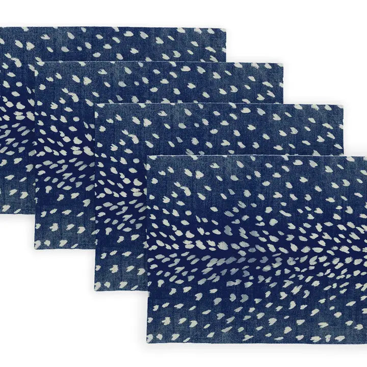 Linen Place Mats in Antelope Navy Set of 4