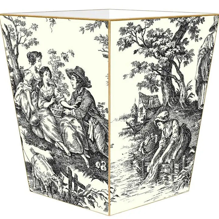 Waste Basket Black Toile