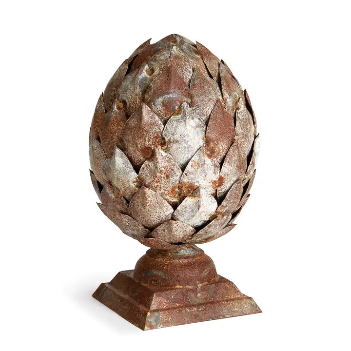 Artichoke Finial with Rustic Metal Finish Small