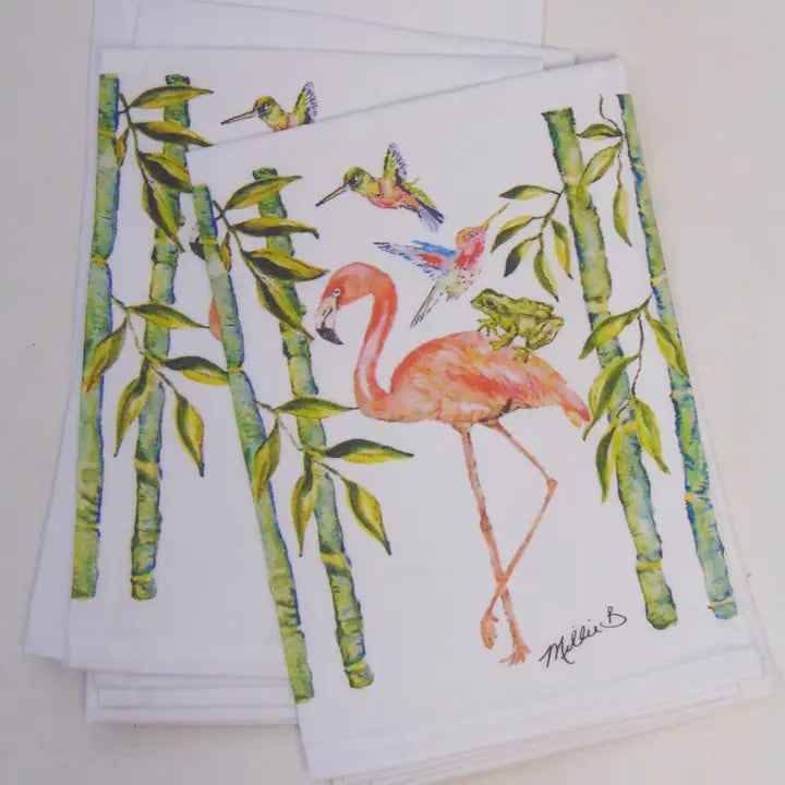 Flamingo and Bamboo Print Napkins