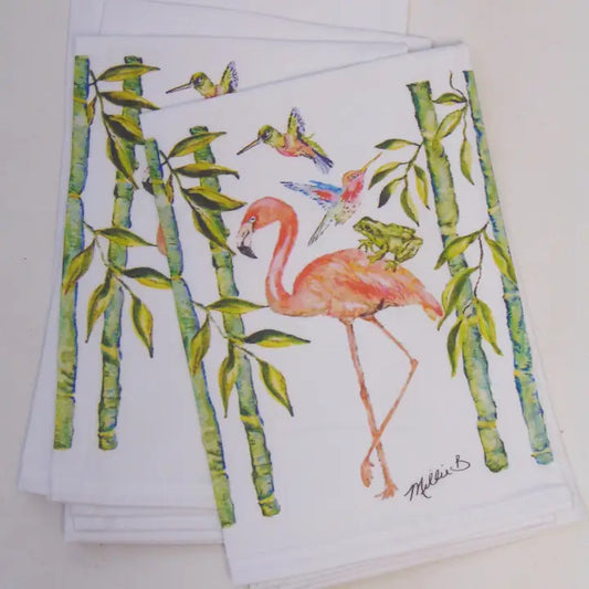 Flamingo and Bamboo Print Napkins