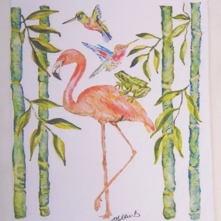 Flamingo and Bamboo Print Napkins