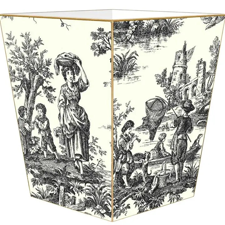 Waste Basket Black Toile