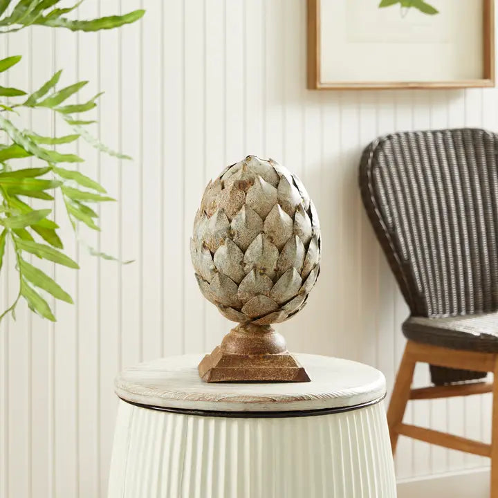 Artichoke Finial with Rustic Metal Finish Small