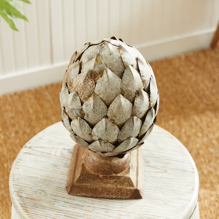 Artichoke Finial with Rustic Metal Finish Small