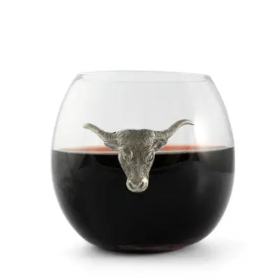 Set of 4 Longhorn Steer Wine Glasses