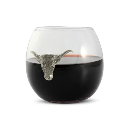 Set of 4 Longhorn Steer Wine Glasses