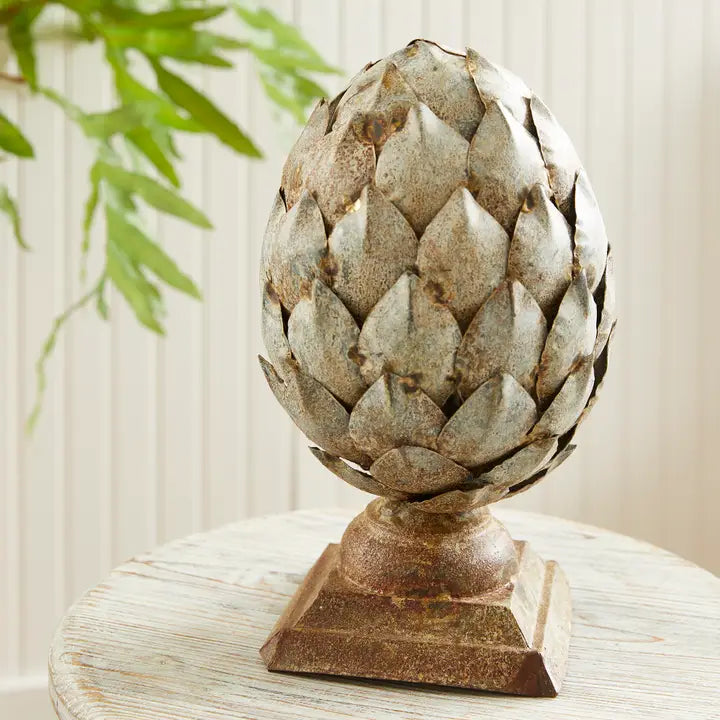 Artichoke Finial with Rustic Metal Finish Small