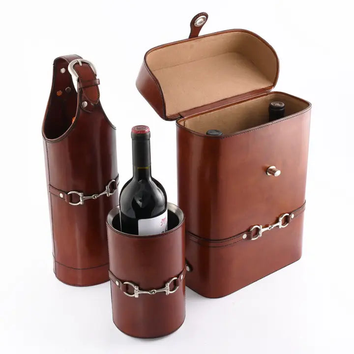 Equestrian Horse Bit Leather Double Wine Bottle Chiller