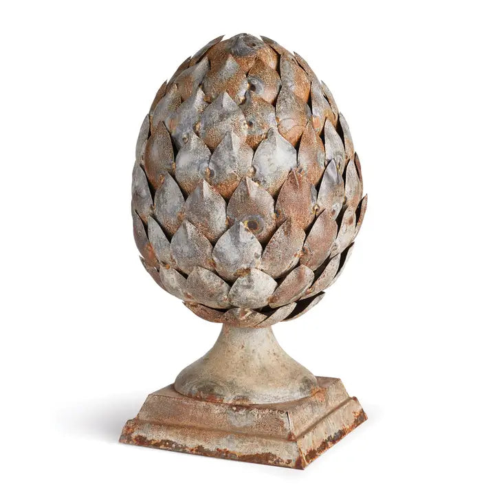 Artichoke Finial with Rustic Metal Finish Large