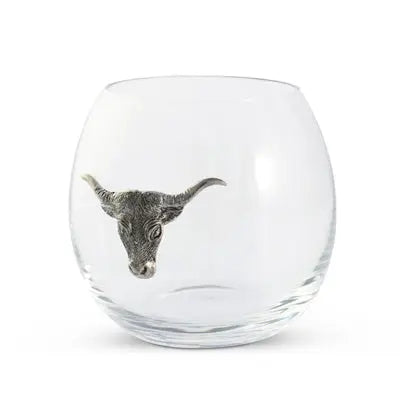 Set of 4 Longhorn Steer Wine Glasses