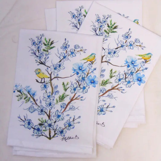 Blue Watercolor Blossom Napkins