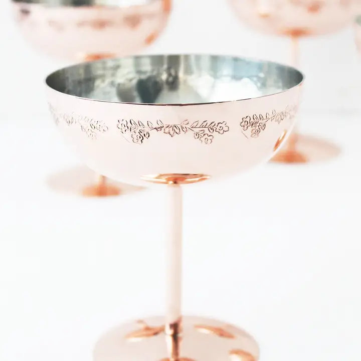 Vintage Copper Inspired Champagne Coupes Set of 4