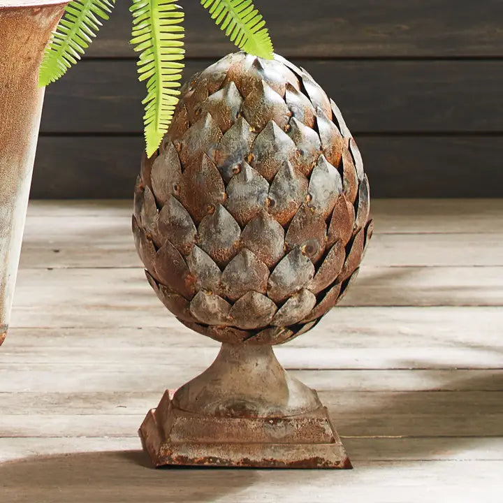 Artichoke Finial with Rustic Metal Finish Large